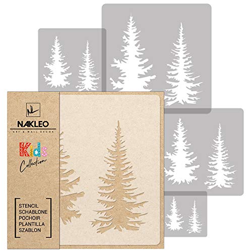 NAKLEO Schablonen Malen für Kinder, 5 Stück Set 9x9 bis 34x34cm Tanne Fichte Wald, Wiederverwendbare Kunstoff Kinderzimmer Malvorlage Raumdekoration, Basteln DIY Wand Möbel Papier NAKLEO Schablonen Malen für Kinder, 5 Stück Set 9x9 bis 34x34cm Tanne Fichte Wald, Wiederverwendbare Kunstoff Kinderzimmer Malvorlage Raumdekoration, Basteln DIY Wand Möbel Papier von Nakleo