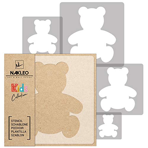 NAKLEO Schablonen Malen für Kinder, 5 Stück Set 9x9 bis 34x34cm Teddy Bär Plüsch, Wiederverwendbare Kunststoff für Kinderzimmer Malvorlage Raumdekoration, Basteln DIY Wand Möbel Papier NAKLEO Schablonen Malen für Kinder, 5 Stück Set 9x9 bis 34x34cm Teddy Bär Plüsch, Wiederverwendbare Kunststoff für Kinderzimmer Malvorlage Raumdekoration, Basteln DIY Wand Möbel Papier von Nakleo