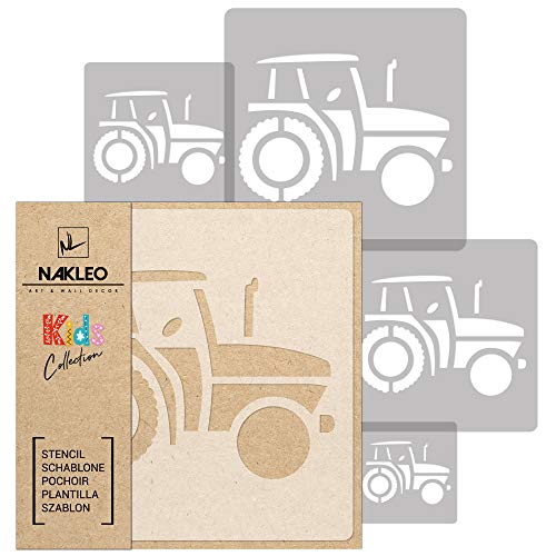 NAKLEO Schablonen Malen für Kinder, 5 Stück Set 9x9 bis 34x34cm Traktor Land Bauernhof, Wiederverwendbare Kunstoff Kinderzimmer Malvorlage Raumdekoration, Basteln DIY Wand Möbel Papier NAKLEO Schablonen Malen für Kinder, 5 Stück Set 9x9 bis 34x34cm Traktor Land Bauernhof, Wiederverwendbare Kunstoff Kinderzimmer Malvorlage Raumdekoration, Basteln DIY Wand Möbel Papier von Nakleo