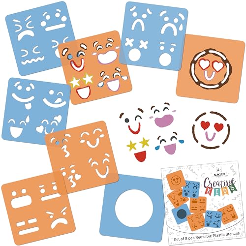 Nakleo Schablonen Malen für Kinder, 8 Stück Set 15x15cm Emotes, Kinder Kreatives Zeichenschablonen, Kunststoff Wiederverwendbar Malschablone DIY Handwerk, Papier Wand Holz Stoff Nakleo Schablonen Malen für Kinder, 8 Stück Set 15x15cm Emotes, Kinder Kreatives Zeichenschablonen, Kunststoff Wiederverwendbar Malschablone DIY Handwerk, Papier Wand Holz Stoff von Nakleo