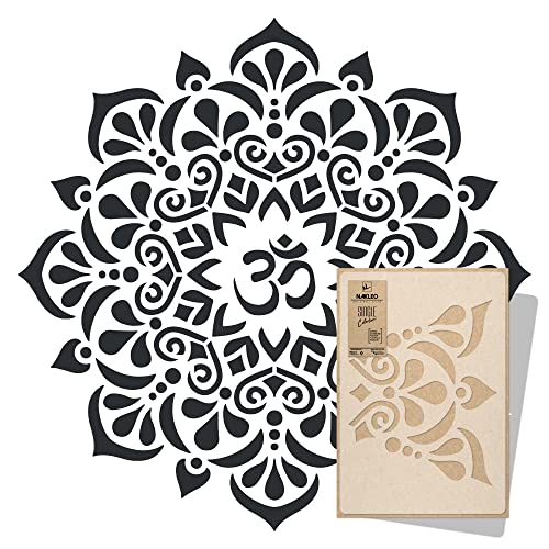 NAKLEO Reusable Plastic Wall Stencil - OM Mandala Hindu Ethnisch - Large Wallpaper Pattern Painting DIY Art Craft Template - Fabric Furniture Wood (190 cm) von Nakleo