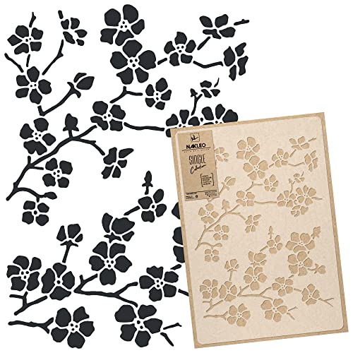 Wiederverwendbare Wandschablone aus Kunststoff // Kirsche - Kirschblüte - Blume // Muster Schablone Vorlage (45x65cm) von Nakleo