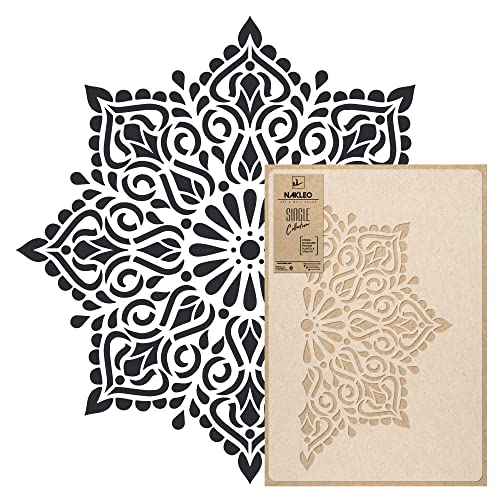 NAKLEO Mandala Große Malschablonen Durchmesser 59 cm - M, Hindu Quadratisches Geometrisches Ornament, Wiederverwendbare Kunststoff Wandschablone DIY Handwerk, Holz Möbel Boden Stoff von Nakleo