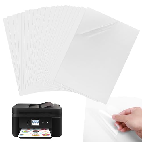 20 Blätter A4 Vinyl Aufkleberfolie Selbstklebend Folie, Transparent Klar Selbstklebend Aufkleber zum Bedrucken, Druckerpapier Schnell Trocknen Stickerpapier für Tintenstrahldrucker und Laserdrucker 20 Blätter A4 Vinyl Aufkleberfolie Selbstklebend Folie, Transparent Klar Selbstklebend Aufkleber zum Bedrucken, Druckerpapier Schnell Trocknen Stickerpapier für Tintenstrahldrucker und Laserdrucker von Nakutita
