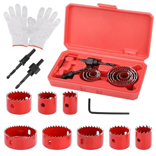 Lochsägen-Set, 11-teiliges Lochsägen-Set, 19–64 mm, Lochschneider, perfekt zum Bohren von Weichmetall, Holz, PVC, Kunststoff, Lochsägen, Karbonstahl, Downlights, Bohrer, Werkzeuge mit einem Paar Lochsägen-Set, 11-teiliges Lochsägen-Set, 19–64 mm, Lochschneider, perfekt zum Bohren von Weichmetall, Holz, PVC, Kunststoff, Lochsägen, Karbonstahl, Downlights, Bohrer, Werkzeuge mit einem Paar von Nakutita