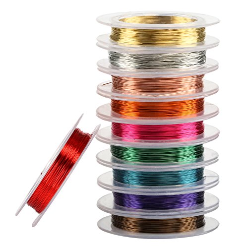 Naler 0,3 mm Kupferdraht Set Bunt in 10 Farben Basteldraht Schmuckdraht Schmuck Faden für Basteln (10 Stück) von Naler