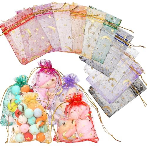 Naler 100 x Organzasäckchen Mehrfarbig Organzabeutel Säckchen Geschenkbeutel Säckli - 7 x 9 cm Mond und Stern Naler 100 x Organzasäckchen Mehrfarbig Organzabeutel Säckchen Geschenkbeutel Säckli - 7 x 9 cm Mond und Stern von Naler