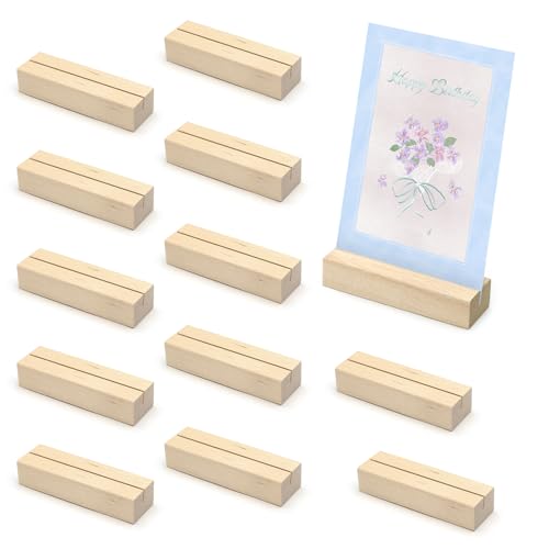 Naler 12 Stück Kartenhalter Holz Tischkartenhalter Kartenständer Menükartenhalter Postkartenhalter Fotohalter für Hochzeiten, Restaurants, Bankette und Partys Menükartenhalter (Protokoll) von Naler