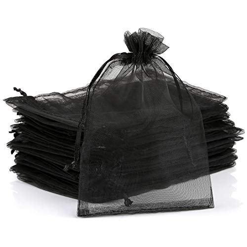 Naler 120 x Organzasäckchen Schwarz Organzabeutel Organza Schmuck Säckchen Geschenktüten für Verpackung, 10 x 15 cm von Naler