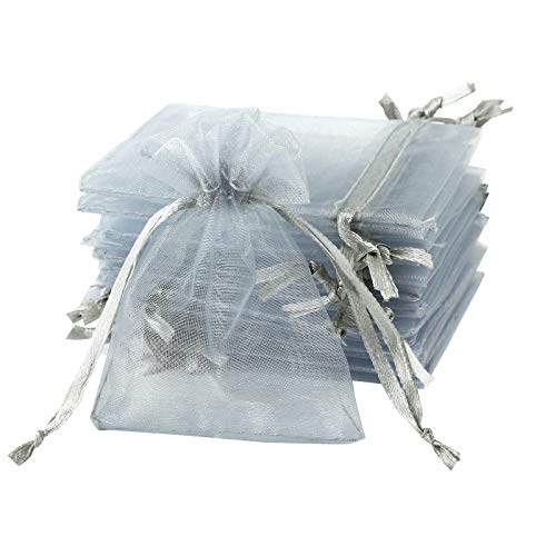 Naler 120 x Organzasäckchen Silbergrau Organzabeutel Organza Schmuck Säckchen Geschenktüten für Verpackung, 7 x 9 cm von Naler