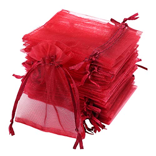 Naler 120 x Organzasäckchen Weinrot Organzabeutel Organza Schmuck Säckchen Geschenktüten für Verpackung, 7 x 9 cm von Naler