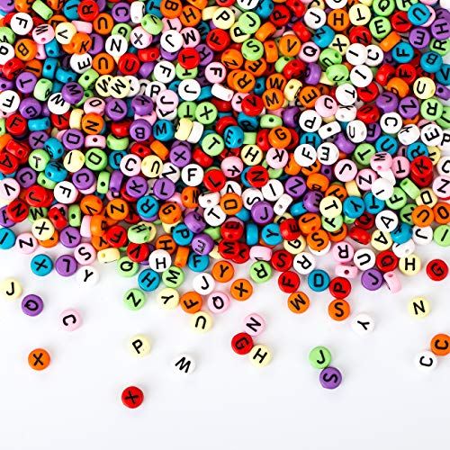 Naler 1200 Stück Buchstabenperlen 7 mm Rund Alphabet Spacer Perlen für Schmuck Basteln von Naler