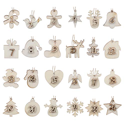 Naler 24 Adventskalender Zahlen Holz Anhänger Holzanhänger Weihnachtsanhänger von 1-24 für Weihnachten zum Basteln und Verzieren Naler 24 Adventskalender Zahlen Holz Anhänger Holzanhänger Weihnachtsanhänger von 1-24 für Weihnachten zum Basteln und Verzieren von Naler
