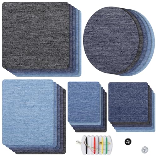 Naler 25-teilig Patches zum aufbügeln in 5 Farben Baumwolle Flicken Bügelflicken Bügeleisen Denim Patches Jeans Reparatursatz Set Aufbügelflicken (5 Größe) von Naler