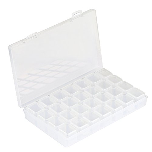 Naler 28-Fächer Plastik Sortierbox Transparent Schachtel Box Plastikschachtel für Aufbewahrung Perlen Nagelart Strassstein Nagelzubehör Tabletten von Naler