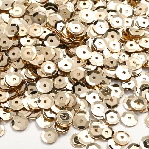 Naler 2800 Stück lose Pailletten, Champagner, glitzernde Pailletten, Pailletten, zum Basteln, Nähen, Kleidung, Dekorieren, Hochzeit, Weihnachten, 6 mm Naler 2800 Stück lose Pailletten, Champagner, glitzernde Pailletten, Pailletten, zum Basteln, Nähen, Kleidung, Dekorieren, Hochzeit, Weihnachten, 6 mm von Naler