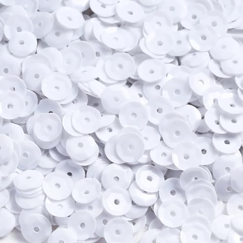 Naler 2800 Stück lose Pailletten, weiß, glitzernde Pailletten, Pailletten, zum Basteln, Nähen, Kleidung, Dekorieren, Hochzeit, Weihnachten, 6 mm Naler 2800 Stück lose Pailletten, weiß, glitzernde Pailletten, Pailletten, zum Basteln, Nähen, Kleidung, Dekorieren, Hochzeit, Weihnachten, 6 mm von Naler