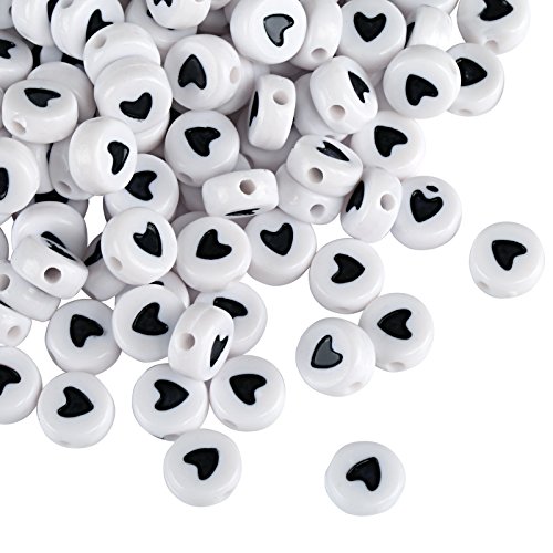 Naler 300 Stück Herz Perlen Rund Weiß Spacer Zwischenperlen 7 mm für Schmucker Basteln Naler 300 Stück Herz Perlen Rund Weiß Spacer Zwischenperlen 7 mm für Schmucker Basteln von Naler