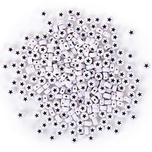 Naler 300 Stück Stern Perlen Rund Weiß Spacer Zwischenperlen 7 mm für Schmucker Basteln Naler 300 Stück Stern Perlen Rund Weiß Spacer Zwischenperlen 7 mm für Schmucker Basteln von Naler