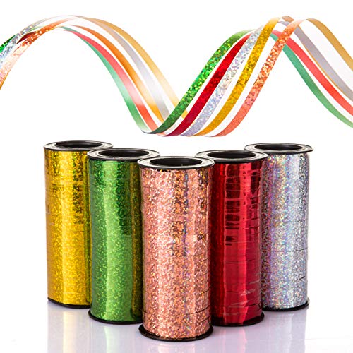 Naler 5 x Ringelband Geschenkband Glitzernde Polyband Deko Band für Ballonverschlüsse Geschenkverpackung Basteln Naler 5 x Ringelband Geschenkband Glitzernde Polyband Deko Band für Ballonverschlüsse Geschenkverpackung Basteln von Naler