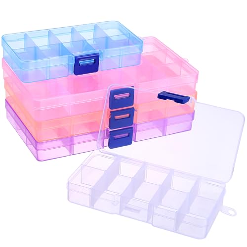 Naler 5 x Sortierbox Mehrfarbig Plastikschachtel Plastik Box für Aufbewahrung 10/15 Variable Fächer von Naler