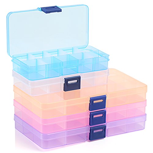Naler 5 x Sortierbox Mehrfarbig Plastikschachtel Plastik Box für Aufbewahrung 10/15 Variable Fächer Naler 5 x Sortierbox Mehrfarbig Plastikschachtel Plastik Box für Aufbewahrung 10/15 Variable Fächer von Naler