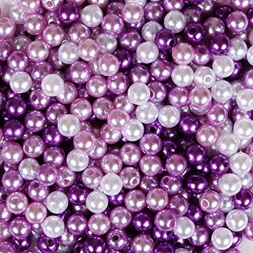 Naler 500 Stück Glasperlen Flieder Runde Mehrfabige Perlen zum Auffädeln Kunstperle für Schmuck Balsten, Ø 6 mm von Naler