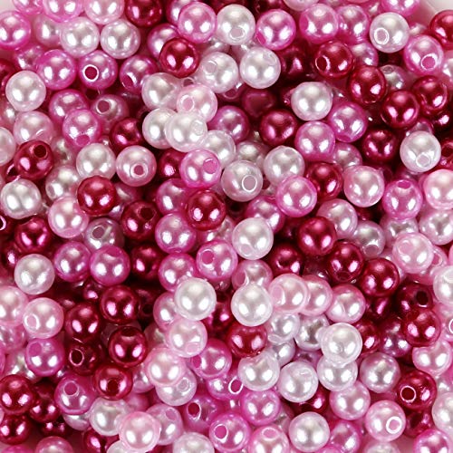 Naler 500 Stück Glasperlen Rosa Runde Mehrfabige Perlen zum Auffädeln Kunstperle für Schmuck Balsten, Ø 6 mm von Naler