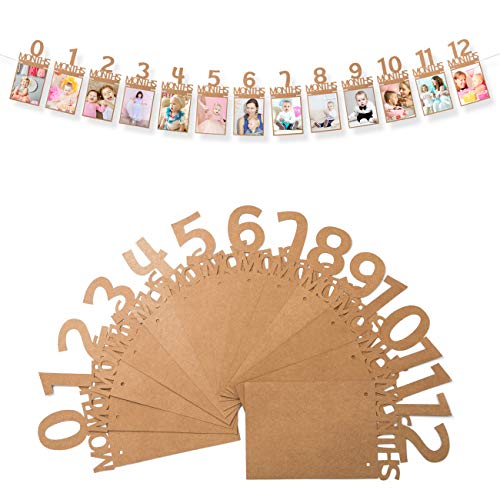 Naler Fotogirlande Baby zum 1. Geburtstag Monatsgirlande 0-12 Happy Birthday Girlande Babyshower von Naler