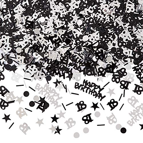 Naler Konfetti Set Schwarz Silber 18 Geburtstag Jubiläum Happy Birthday Punkte Sterne Tisch Naler Konfetti Set Schwarz Silber 18 Geburtstag Jubiläum Happy Birthday Punkte Sterne Tisch von Naler
