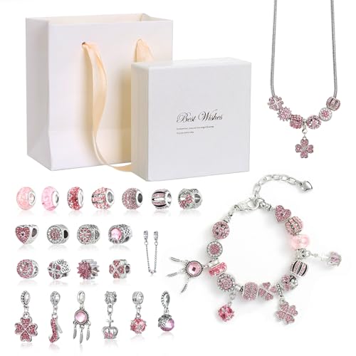 Naler Valentinstag 24 Stück Halskette Charm Armband Geschenk für sie Freundin DIY Schmuck Herstellung mit tragbarer Schmuckschatulle Naler Valentinstag 24 Stück Halskette Charm Armband Geschenk für sie Freundin DIY Schmuck Herstellung mit tragbarer Schmuckschatulle von Naler