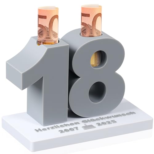 Namalu 18 Geburtstag Geschenk Mädchen und Junge 3D Geldgeschenk Verpackung Deko für Freunde Familie Hochzeitstag Jubiläum Tischdeko 2007-2025 von Namalu