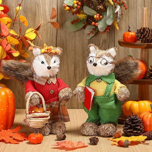 Namalu 2 Stück Fuchs-Herbst-Dekoration, Thanksgiving-Dekorationen, Sisal-Figur für Zuhause, Tischdekoration, niedlich, handgefertigt, Herbst-Waldtier für Herbst, Regal, Büro, dekorativ von Namalu