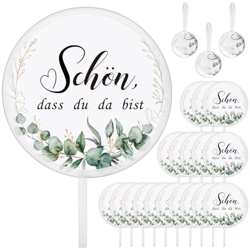 Namalu 30 Stück Faltbarer Handfächer für Hochzeit Schön DASS Du Da Bist Hochzeitsfächer im Eukalyptus Design Fächer für Hochzeit Gastgeschenke Hochzeitsdekoration Hochzeit Party Gäste Taufe von Namalu