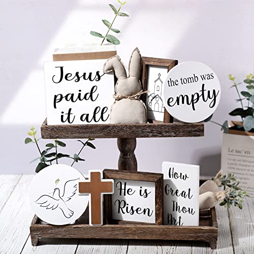 Namalu 8 Stück Christliche Ostern Tischdeko Bauernhof Religiöse Ostern Ornamente für Tablette Etagere He is Risen Holzschilder Hase Tischdeko für Rustikal Wohnung Küche Tisch Kaffeebar Deko Namalu 8 Stück Christliche Ostern Tischdeko Bauernhof Religiöse Ostern Ornamente für Tablette Etagere He is Risen Holzschilder Hase Tischdeko für Rustikal Wohnung Küche Tisch Kaffeebar Deko von Namalu