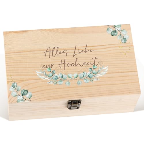Namalu Geldgeschenk Hochzeit Erinnerungsbox Kartenbox Eukalyptus Deco Hochzeitsgeschenke Geld für Brautpaar Holz Gastgeschenk Box Briefbox Hochzeitsspardose Holzkiste für Hochzeitsdeko von Namalu