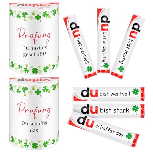 Namalu Prüfung du Hast Es Geschafft Geschenke für Duplo Glücksbringer Schokoriegel du Schaffst Das Aufkleber Schokolade Banderole Motivation Geschenke für Bachelor Klausur Abitur(Ohne Schokolade) von Namalu