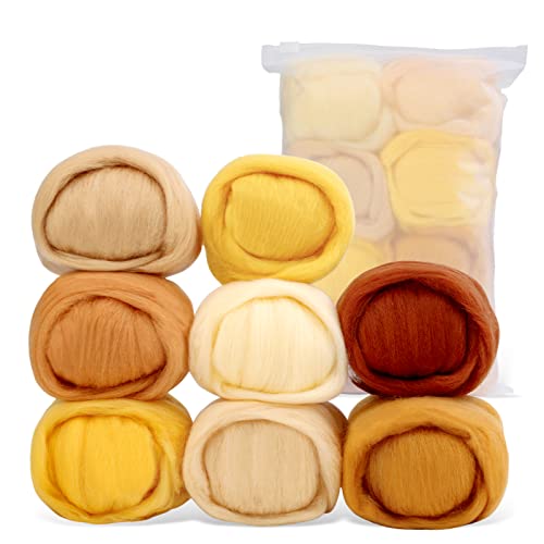 Filzwolle Set 80g mit 8 Farben - Wolle Roving Starter Kit für DIY Handwerk & Bastelprojekte - Inkl. Zubehör für Anfänger, Herbstdekoration & Wollfilzen von Namner