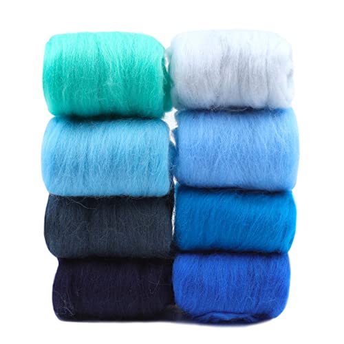 Namner Filzwolle, 80 g Filz Wolle von 8 Farben, Wolle Roving, Filzwolle Trockenfilzen, Nadel Filz Zubehör, Nadel Filz Wolle Kit, Nadel Filz Wolle Set, für Starter DIY Wolle Handwerk, der Ozean Namner Filzwolle, 80 g Filz Wolle von 8 Farben, Wolle Roving, Filzwolle Trockenfilzen, Nadel Filz Zubehör, Nadel Filz Wolle Kit, Nadel Filz Wolle Set, für Starter DIY Wolle Handwerk, der Ozean von Namner