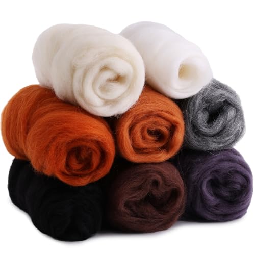 Namner Filzwolle, schwarz, weiß, braun, 80 g Filz Wolle von 8 Farben, Wolle Roving, Nadel Filz Zubehör, Nadel Filz Wolle Kit, Nadel Filz Wolle Set, für Starter DIY Wolle Handwerk Namner Filzwolle, schwarz, weiß, braun, 80 g Filz Wolle von 8 Farben, Wolle Roving, Nadel Filz Zubehör, Nadel Filz Wolle Kit, Nadel Filz Wolle Set, für Starter DIY Wolle Handwerk von Namner