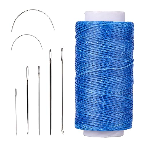 Namner Leder Faden, 150D Leder Wachsfaden150 m, Wohnung Ledergarn Gewachst, Buchbinden Garn, Ledernähgarn mit Ledernähnadeln für Lederhandwerk, Heimwerken und Reparieren von Lederartikeln, Blau Namner Leder Faden, 150D Leder Wachsfaden150 m, Wohnung Ledergarn Gewachst, Buchbinden Garn, Ledernähgarn mit Ledernähnadeln für Lederhandwerk, Heimwerken und Reparieren von Lederartikeln, Blau von Namner