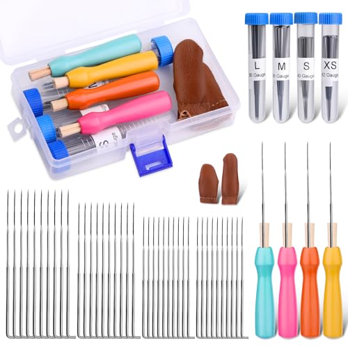 Namner Filzset für Wollhandwerk, Filznadeln in 4 Größen (36/38/40/42 Gauge) mit Fingerschutz filzen– Erstellen Sie 3D-Tiere, Dekorationen, DIY-Filzkunst (ideal für Anfänger) von Namner