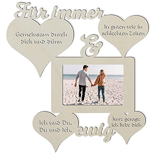 Holz Deko Liebesgeschenk Geschenk für Männer Frauen Mann Frau Wand Foto Holz Bilderrahmen für Immer & ewig Partner 10x15 cm Sie Ihn Paar Pärchen Frauen Freundin Ehefrau Ehemann Valentinstag von Namofactur