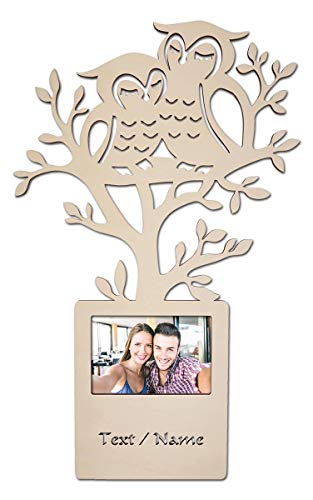 Namofactur Individuelle Eulen Geschenke zum Geburtstag I Wand Holz Bilderrahmen für 10 x 15 cm Foto Geschenkideen für Eulenfreunde von Namofactur