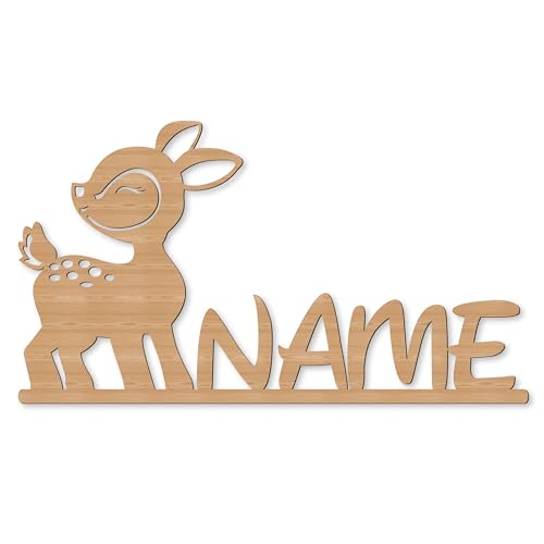 Namofactur Personalisiertes Deko Baby-Reh Holz-Wandschild - Zauberhafte Rehkitz Wanddeko für Kinderzimmer & Babyzimmer Namofactur Personalisiertes Deko Baby-Reh Holz-Wandschild - Zauberhafte Rehkitz Wanddeko für Kinderzimmer & Babyzimmer von Namofactur