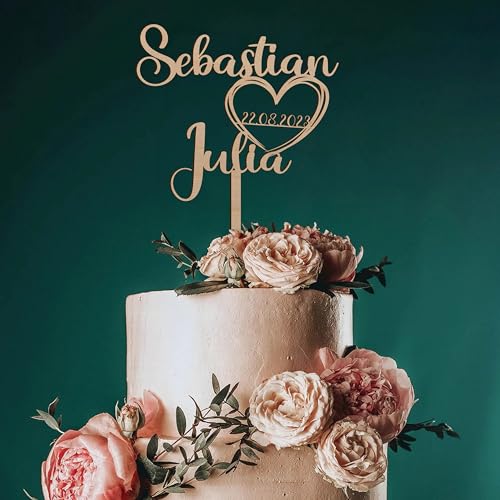 Personalisierbarer Holz Cake Topper - Kuchen Torten Deko mit Namen & Datum des Hochzeitpaares - Perfekt zur Hochzeit/Hochzeitstorte Personalisierbarer Holz Cake Topper - Kuchen Torten Deko mit Namen & Datum des Hochzeitpaares - Perfekt zur Hochzeit/Hochzeitstorte von Namofactur