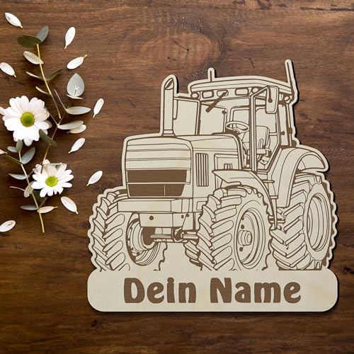 Traktor Wand Schild Holz Deko Wandschild mit Namen personalisiert als Geschenk + Name I Optional mit Beleuchtung von Namofactur