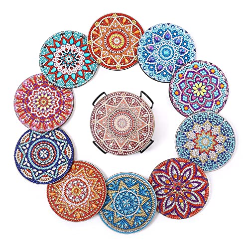 Namvo 10 PCS Diamond Art Untersetzer mit Halter Arts and Crafts für Erwachsene Diamond Painting Kits DIY Mandala Untersetzer zum Basteln Namvo 10 PCS Diamond Art Untersetzer mit Halter Arts and Crafts für Erwachsene Diamond Painting Kits DIY Mandala Untersetzer zum Basteln von Namvo
