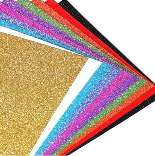 Namvo 15Pcs A4 Glitzerpapier Cardstock, Sparkle 250gsm Glitter Color Cardstock Paper Craft Card Sheets für DIY Craft Dekoration von Namvo