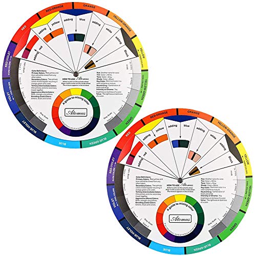 Namvo 2-teiliges kreatives Farbrad, Farbmischungs-Lernhandbuch Kunstunterrichtswerkzeug für Make-up-Mischbrett-Diagramm Farbmischungshandbuch Mischfarben 5,5 Zoll / 14 cm von Namvo